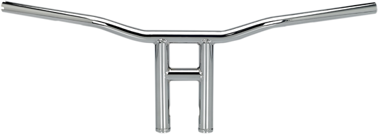 Chrome Bill's Exhausts BILTWELL Tyson XL 10-inch handlebar with high-rise design for motorcycle handlebars.