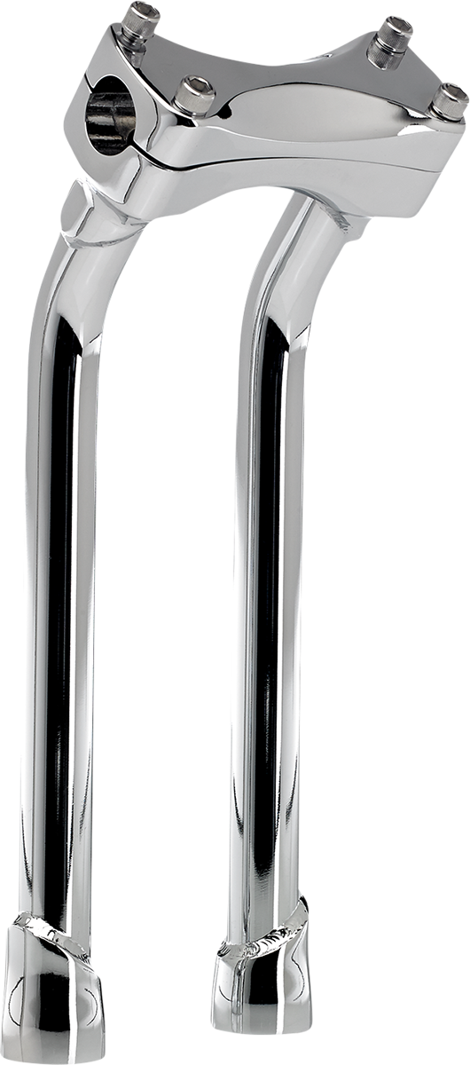 Chrome BILTWELL Murdock Risers Handlebars, 12-inch oversized pullback handlebars for motorcycles by Bill's Exhausts.