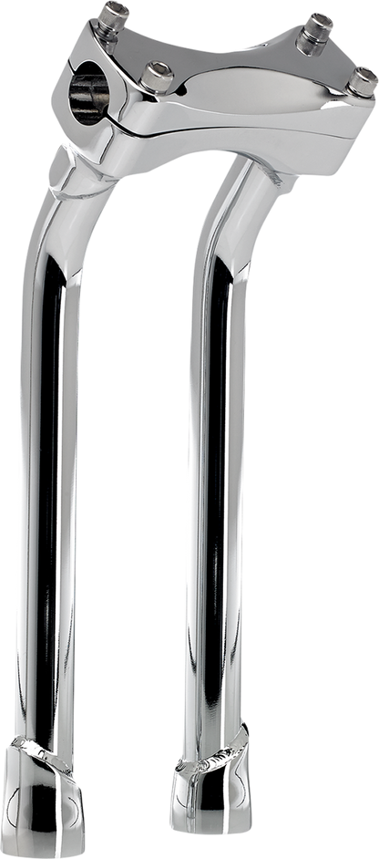 Chrome BILTWELL Murdock Risers Handlebars, 12-inch oversized pullback handlebars for motorcycles by Bill's Exhausts.