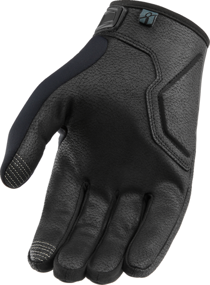Black ICON Hooligan™ insulated gloves in small size, showing the textured exterior and snug fit for cold weather.