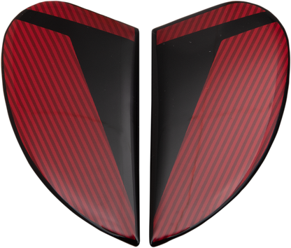 Red ICON Airform™ Side Plate for Conflux helmet, helmet parts by Bill's Exhausts, shown in a close-up image.