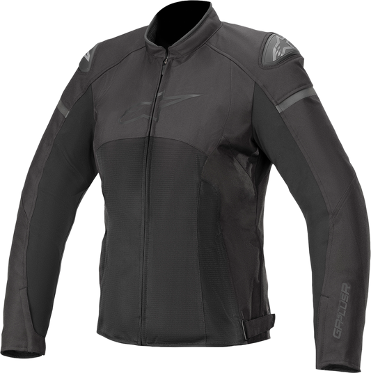 Alpinestars Stella T-GP Plus R v3 Air motorcycle jacket in black, XS size, featuring protective armor and breathable fabric.