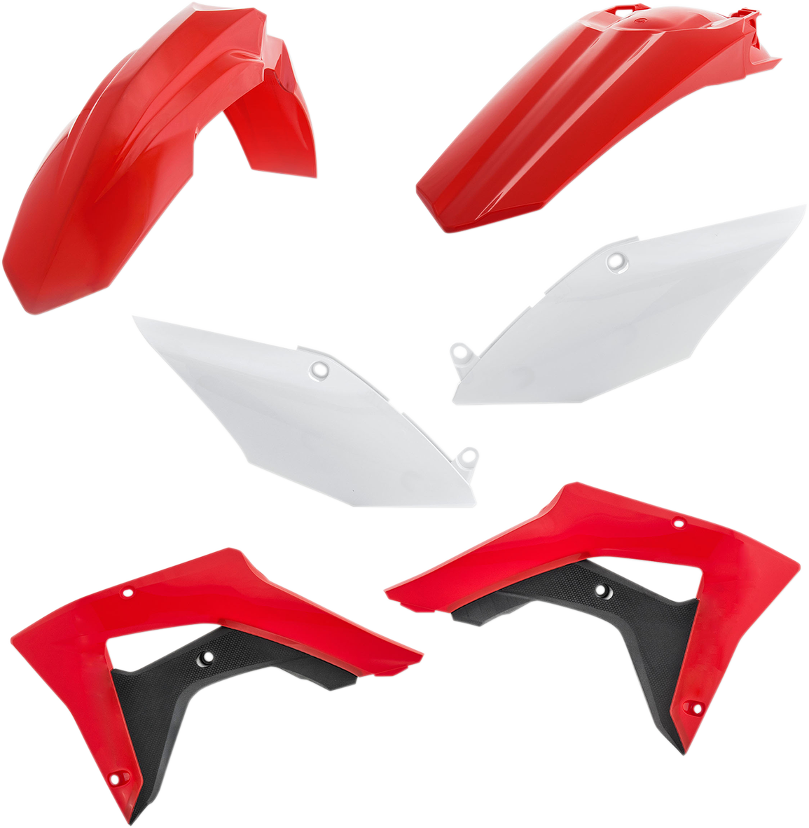 Acerbis OEM CRF250RX/CRF450RX standard replacement body kit in black and white for Honda off-road motorcycles.