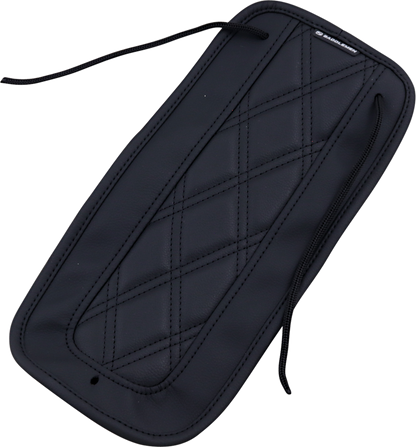 Bill's Exhausts Saddlemens Fender Chap for LS Solo Seat T8230-18-LS, motorcycle seat accessory, black leather with detailed stitching.