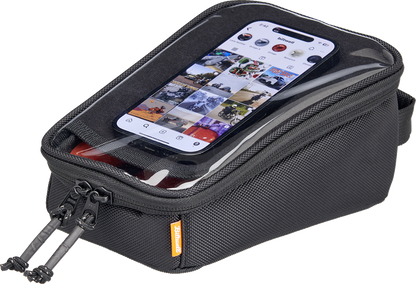 Black BILTWELL EXFIL-2 Mini Tank Bag for motorcycles, featuring compact design and durable straps.