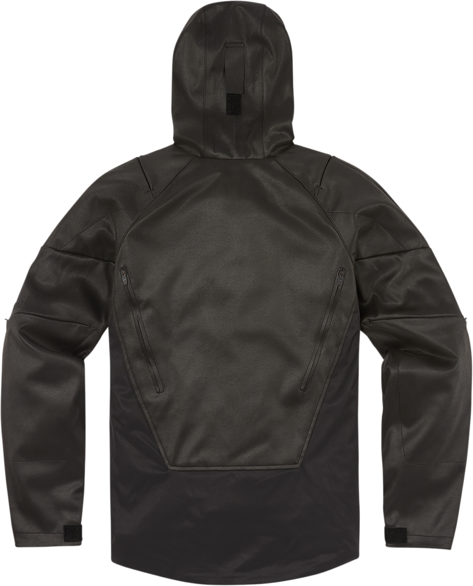 Black ICON Synthhawk jacket in 2XL size with sleek design, featuring a modern fit and textured fabric for a stylish look.