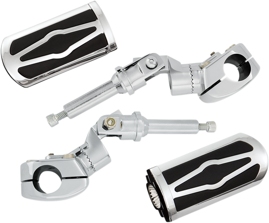 Chrome highway pegs for Honda GL1800 motorcycle, designed for engine mounting by Bill's Exhausts, with sturdy construction and chrome finish.