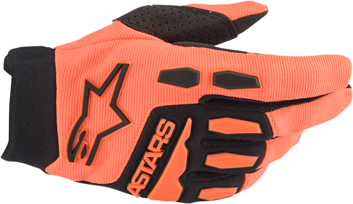 Alpinestars Full Bore gloves in orange and black, 2XL size, featuring protective padding and durable motorcycle glove design.