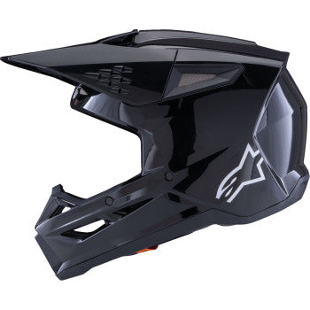 Alpinestars SM3 helmet in solid gloss black, large size, featuring a sleek, aerodynamic design for motorcycle riding.