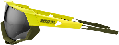 100% Speedtrap Sunglasses - Yellow - Black Mirror Lens 61023-004-61 - Howling Moto