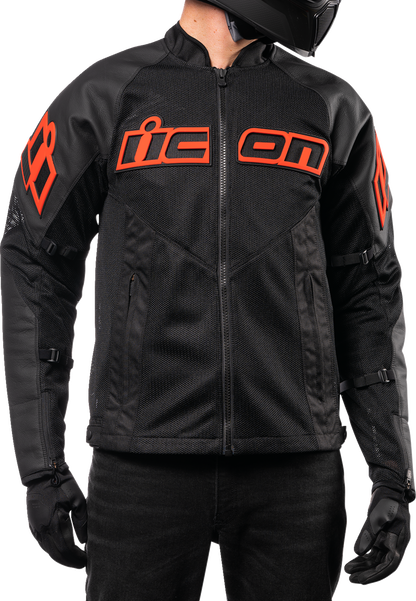 Bill's Exhausts ICON Mesh AF™ Leather Jacket Slayer XL, stylish black leather jacket with mesh panels for ventilation.