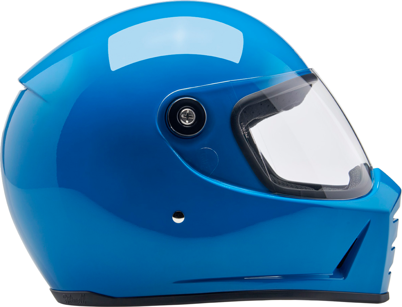 BILTWELL Lane Splitter helmet in glossy Tahoe Blue, XL size, showcasing its sleek motorcycle helmet design and vibrant finish.