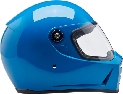 BILTWELL Lane Splitter helmet in glossy Tahoe Blue, XL size, showcasing its sleek motorcycle helmet design and vibrant finish.