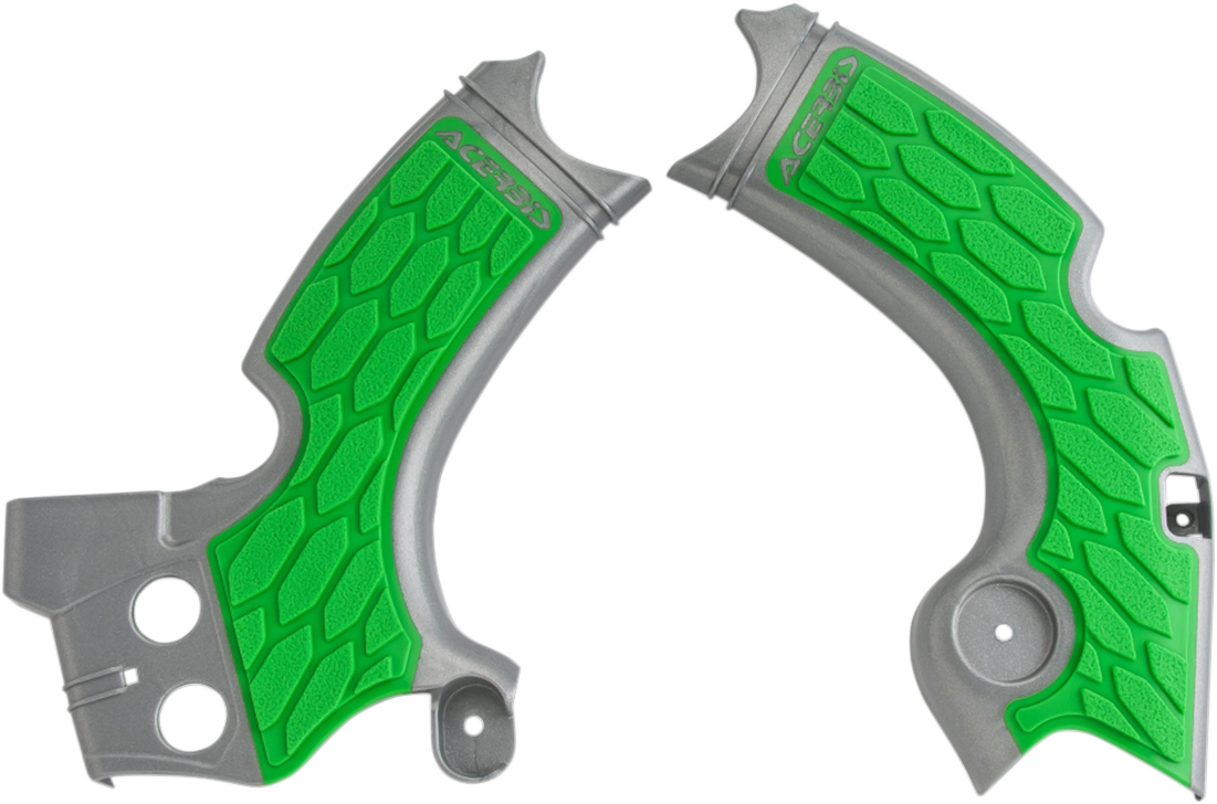 ACERBIS X-Grip Frame Guards - Silver/Green N/F 15-18 KX450F>05051506 2657591417 - Howling Moto
