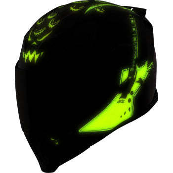 Black ICON Airflite™ Helmet Trick or Street 4 in medium size, featuring a sleek aerodynamic design and bold graphics.