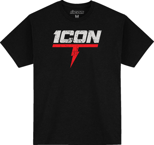 Black ICON Spark T-Shirt by Bill's Exhausts in 2XL size, showing front view with logo detail on the chest.