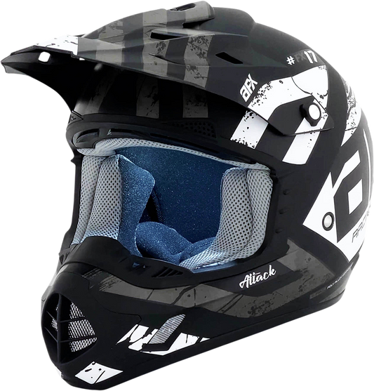 Bill's Exhausts AFX FX-17Y Attack helmet in matte black and silver, small size, with a sleek aerodynamic design and clear visor.