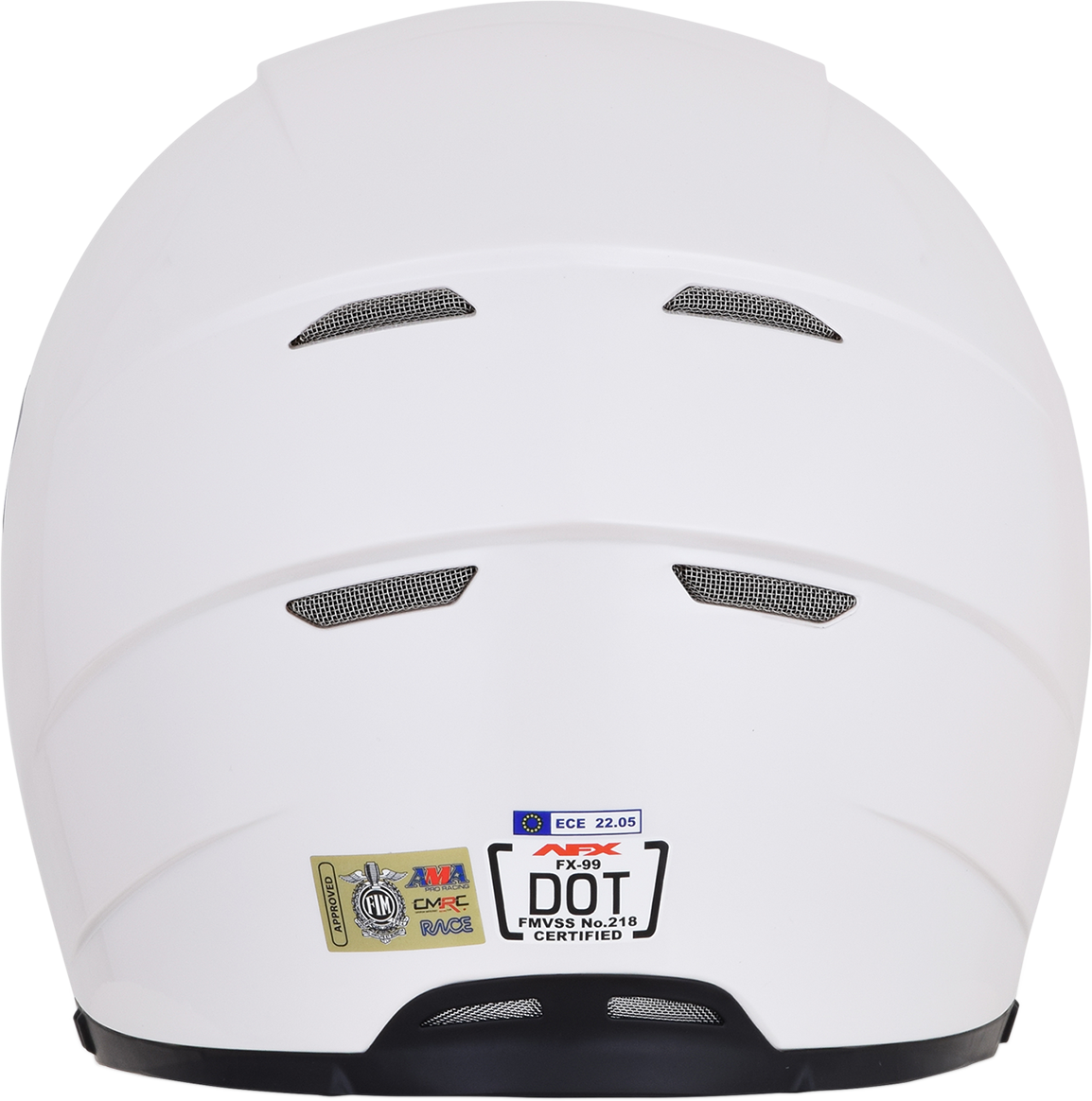 Pearl white AFX FX-99 helmet from Bill's Exhausts in XS size, showing the sleek, smooth helmet design with clear visor.