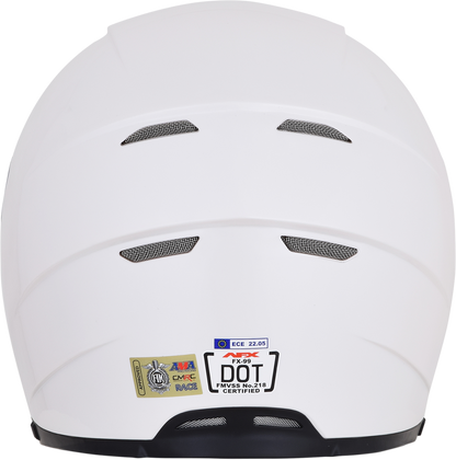 Pearl white AFX FX-99 helmet from Bill's Exhausts in XS size, showing the sleek, smooth helmet design with clear visor.