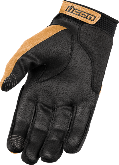 Tan ICON Superduty3™ gloves in 2XL size by Bill's Exhausts, showing the durable gloves with textured palms and wrist closure.
