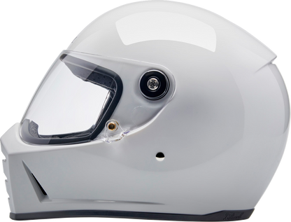 Gloss white BILTWELL Lane Splitter motorcycle helmet with visor, medium size, featuring sleek aerodynamic design.