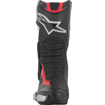 Alpinestars SMX-6 V3 vented motorcycle boots in black, silver, and red with protective design, US 11.5 size.
