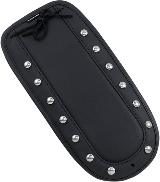 Bill's Exhausts SADDLEMEN Fender Chap in black with studded design, designed to match the Solo Seat T8100-00-S for motorcycle seats.