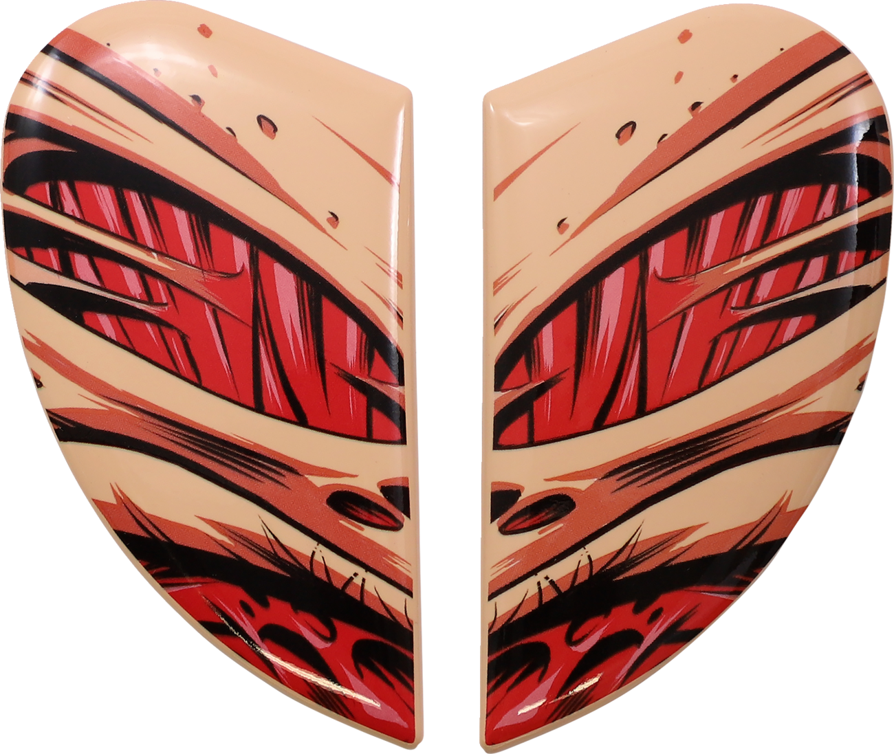 Bill's Exhausts ICON Airform™ Side Plates for Facelift Peach helmet, motorcycle helmet parts with detailed peach-colored design.