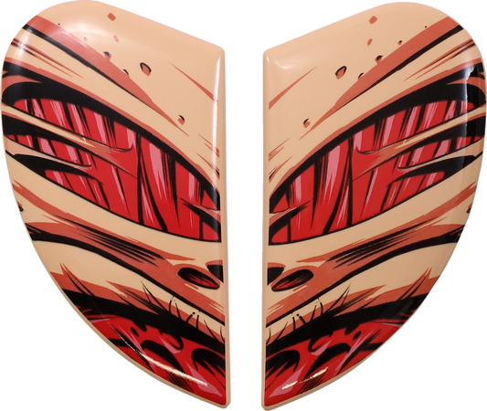 Bill's Exhausts ICON Airform™ Side Plates for Facelift Peach helmet, motorcycle helmet parts with detailed peach-colored design.