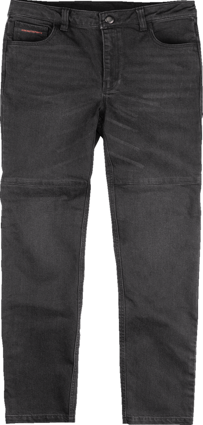 Black ICON Uparmor™ Covec Jean by Bill's Exhausts, size 42, showing the durable denim fabric and tailored fit.