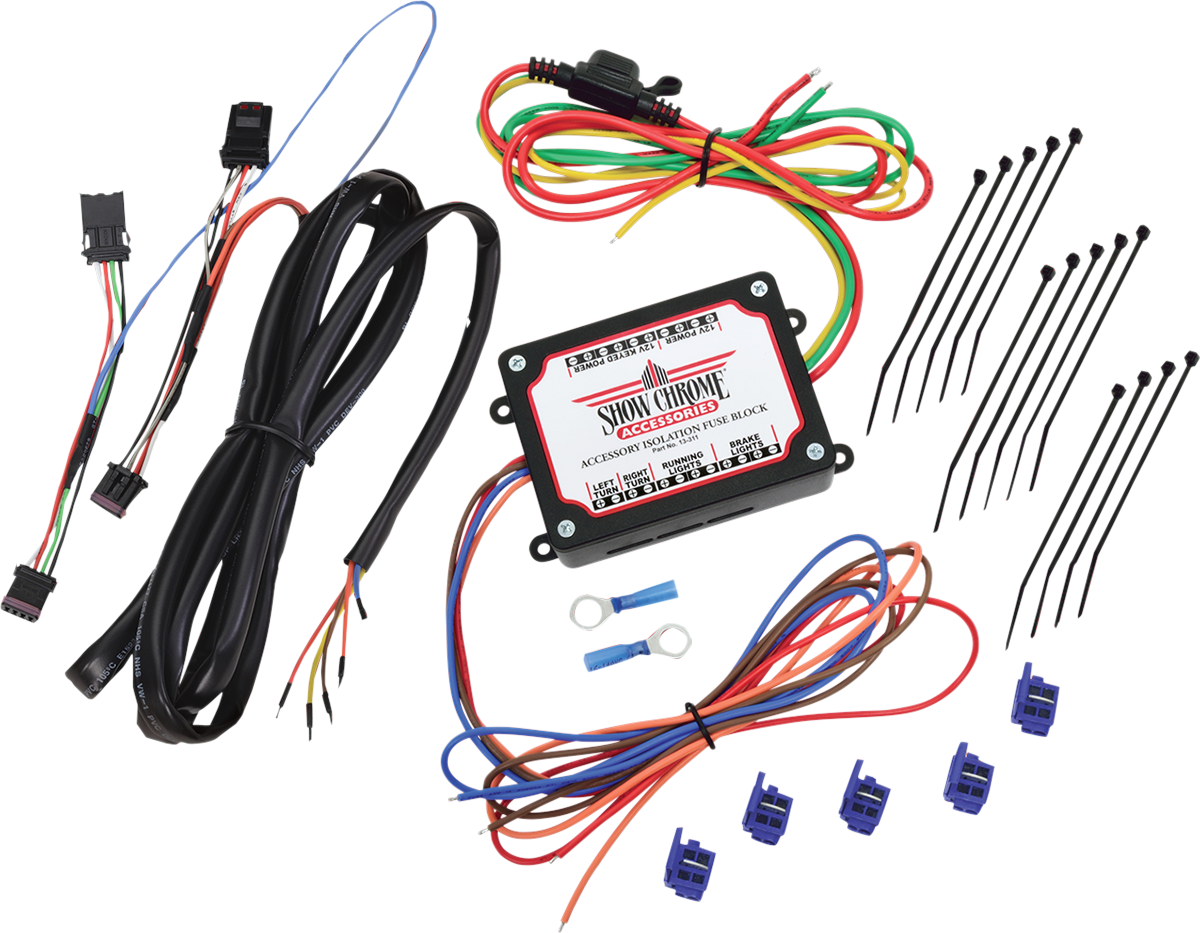 Bill's Exhausts Show Chrome Fuse Block for Ryker engine, featuring durable metal construction and secure electrical connections.