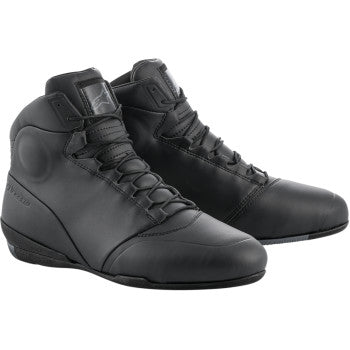 Black Alpinestars Centre Shoes with laces and padded collar, US 13, designed for casual and streetwear style.