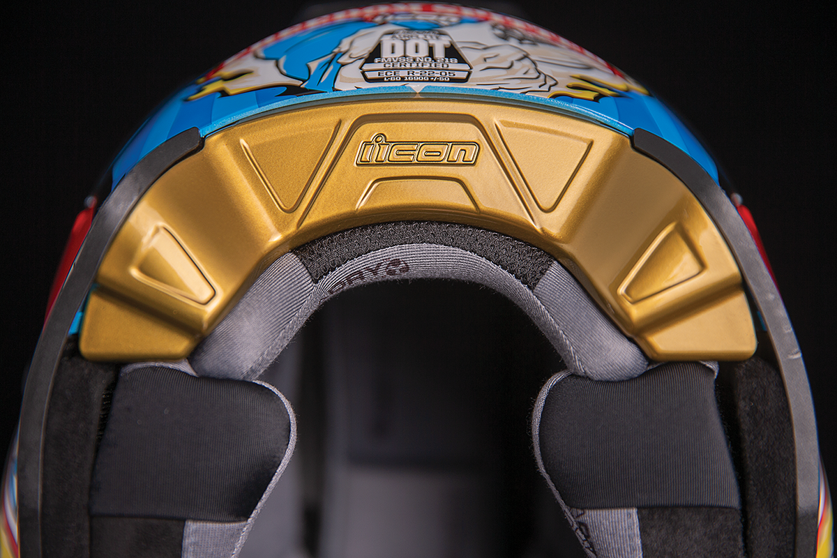 Bill's Exhausts ICON Airflite™ Helmet in gold with Freedom Spitter design, small size, shown from side view.