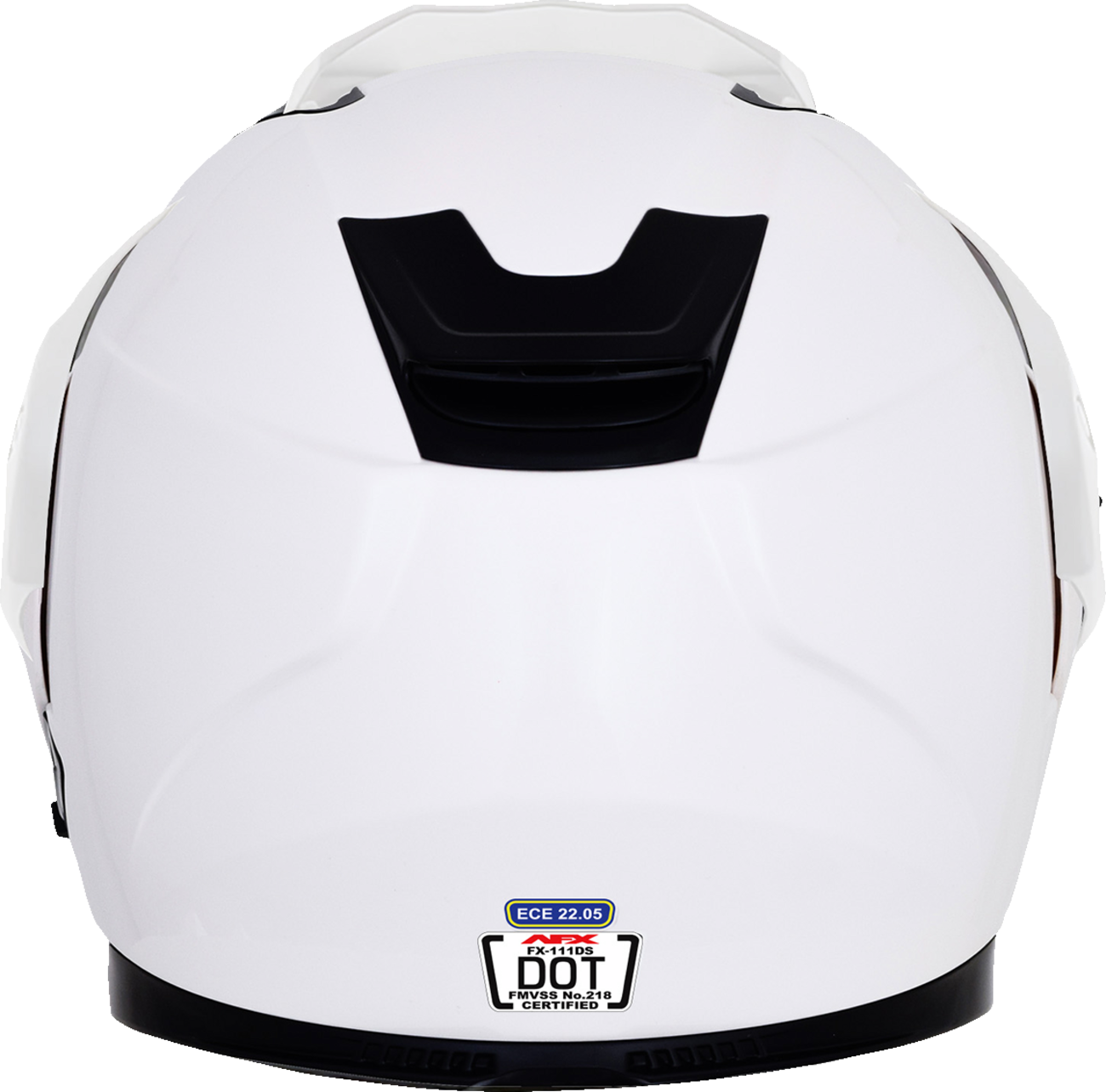 White AFX FX-111DS motorcycle helmet in XL size, featuring a sleek design and secure chin strap for safe riding.
