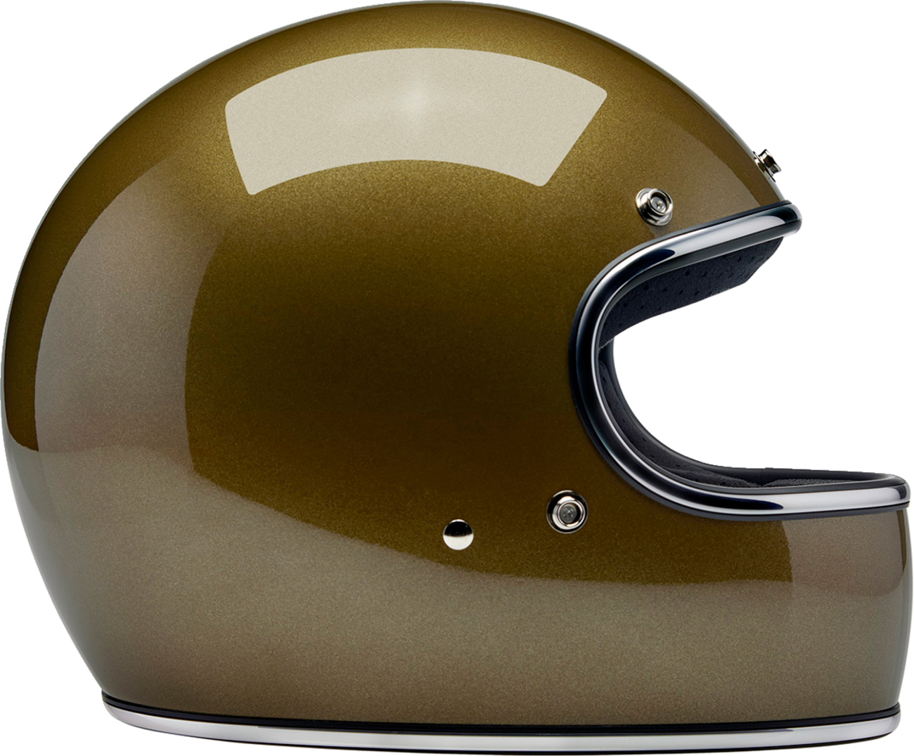 BILTWELL Gringo helmet in Ugly Gold color, medium size, featuring a sleek motorcycle helmet design with matte finish.