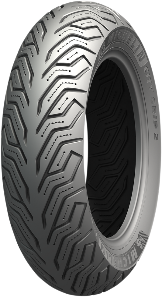 Michelin City Grip 2 motorcycle tire, front/rear 120/70-14 61S, showing tread pattern and sidewall details.