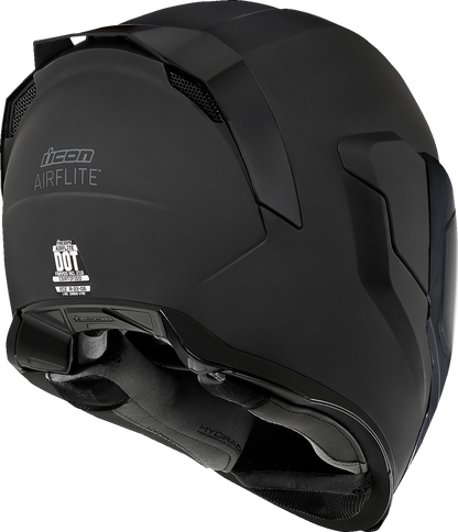 Dark Rubatone ICON Airflite™ helmet in medium size, showing sleek aerodynamic design and clear face shield.