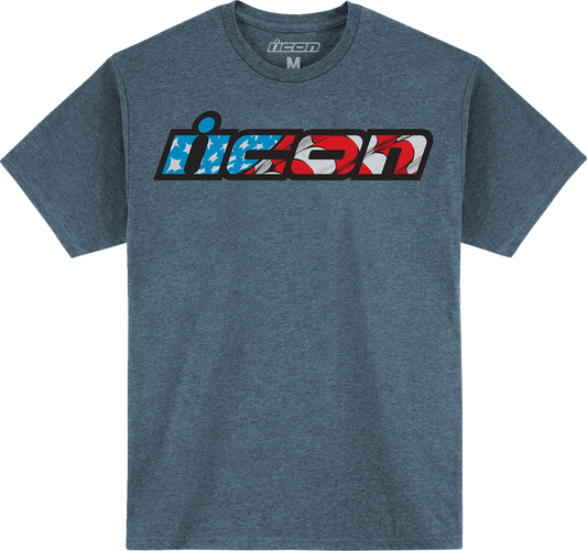 Bill's Exhausts ICON Old Glory™ T-Shirt in Jade Heather Black, medium, features a comfortable fit and bold graphic design.
