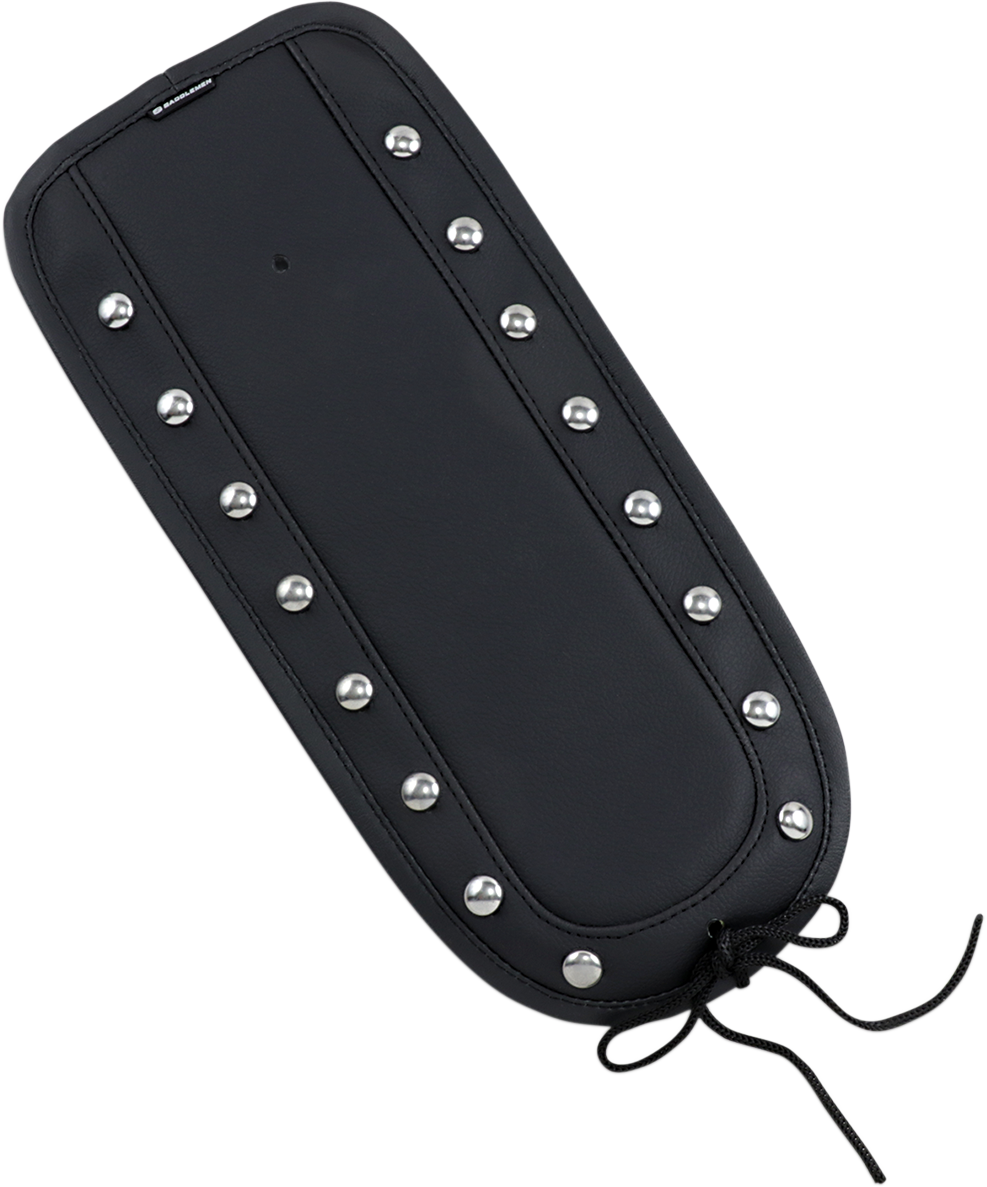 Bill's Exhausts SADDLEMEN Fender Chap for matching studded solo seat, shown with textured leather and detailed stud accents.