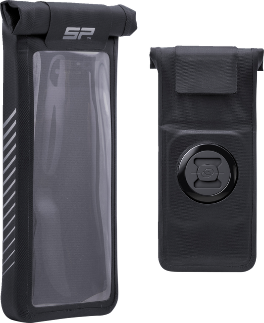 Bill's Exhausts SP CONNECT iPhone 13 Pro Max phone holder kit mounted on a vehicle dashboard with adjustable grip and secure attachment