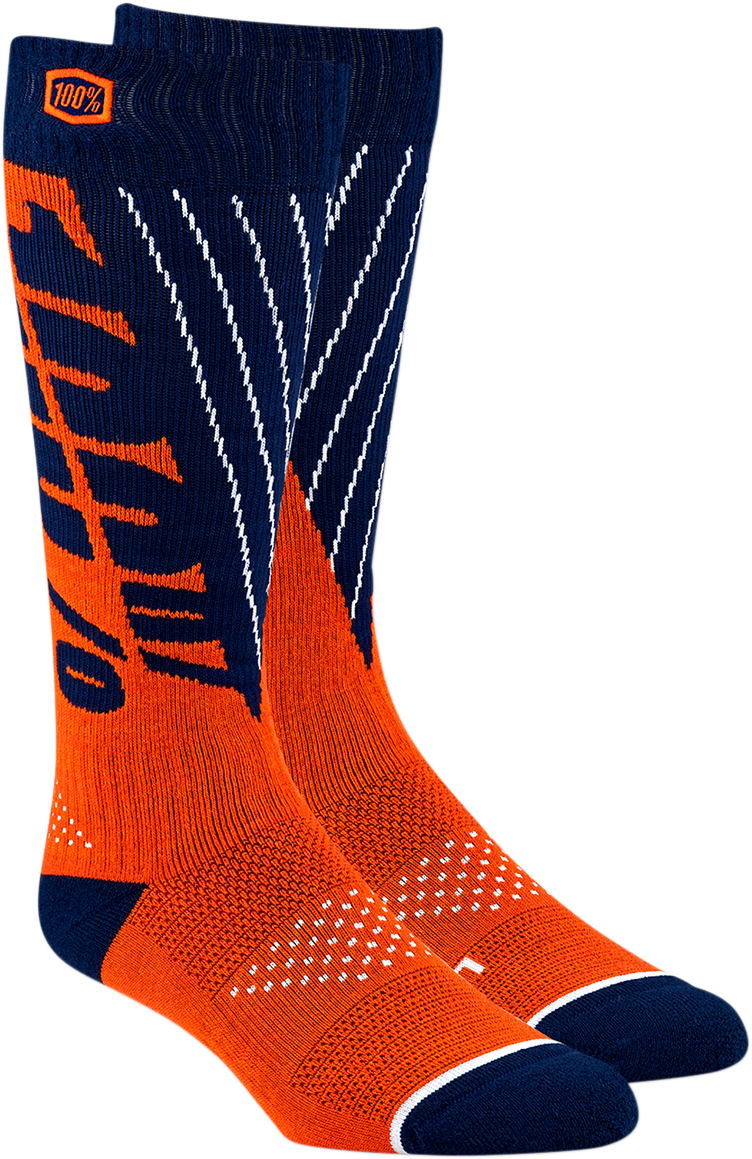 100% Torque Comfort Moto Socks - Navy/Orange - Small/Medium 24007-214-17 - Howling Moto