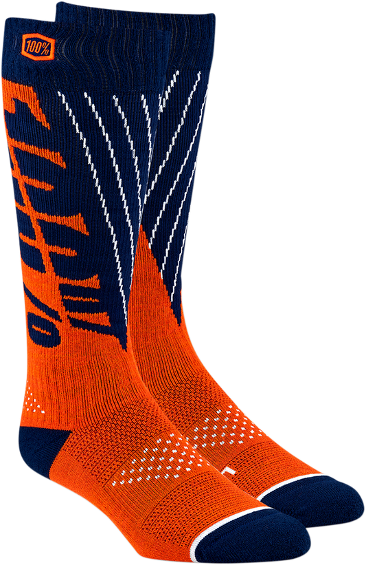 100% Torque Comfort Moto Socks - Navy/Orange - Small/Medium 24007-214-17 - Howling Moto