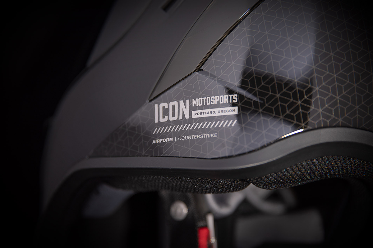 Black ICON Airform™ Counterstrike helmet with MIPS® technology, small size, showing the helmet's sleek design and ventilation features.