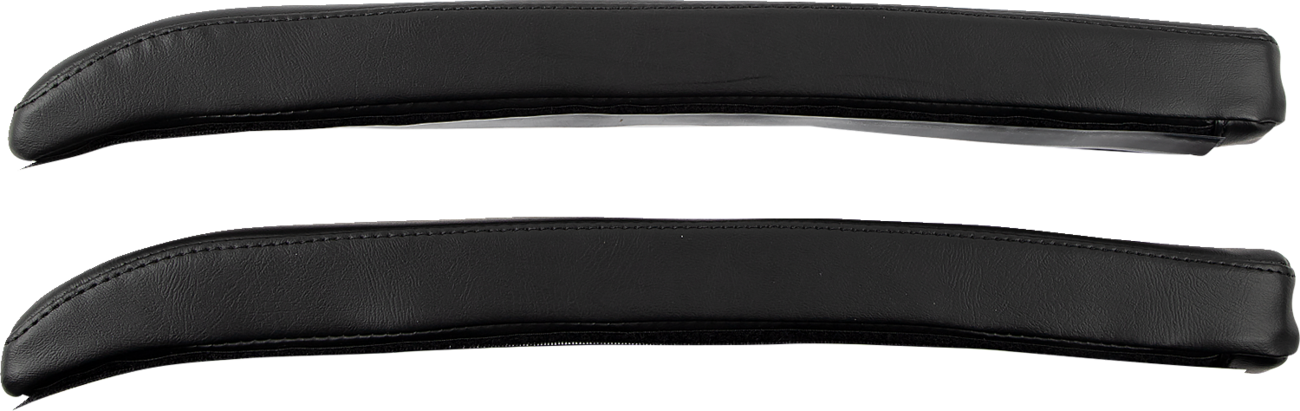 SHOW CHROME Kaliber Armrest Pads for Slingshot 2015-2022, black with black stitching, designed for Bill's Exhausts engine accessories.