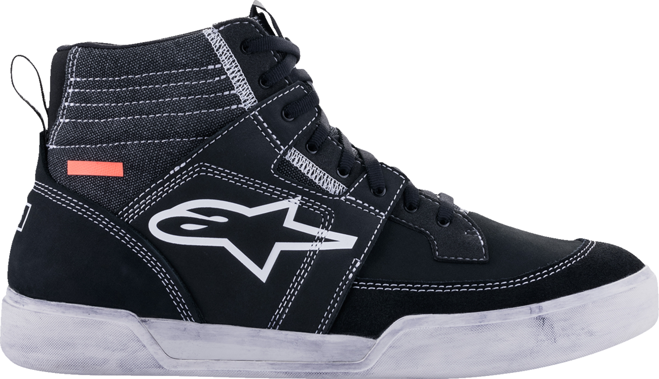 Alpinestars Ageless Shoes in black and white, US 9.5, showing side view with stylish sneaker design and branding details.