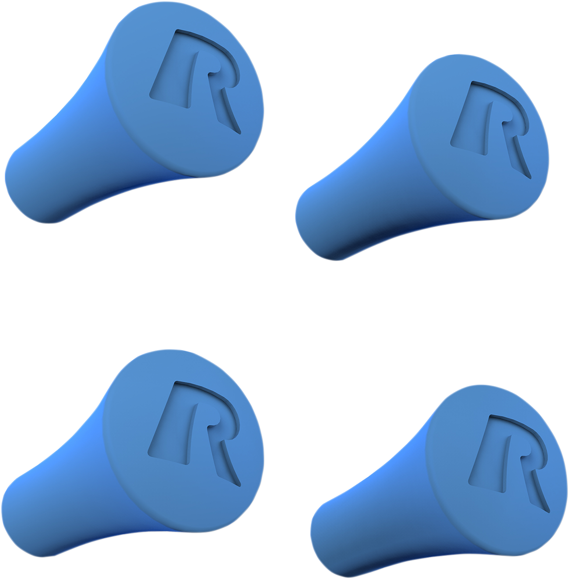 Blue RAM MOUNTS Post Caps X-Grip engine accessory by Bill's Exhausts, shown on a vehicle engine in the image.
