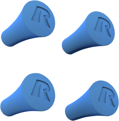 Blue RAM MOUNTS Post Caps X-Grip engine accessory by Bill's Exhausts, shown on a vehicle engine in the image.