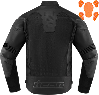 Bill's Exhausts ICON Contra2™ Perf CE Stealth Jacket in small, featuring black nylon fabric with reflective accents and multiple pockets.