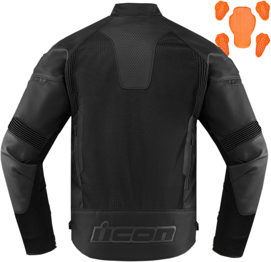 Bill's Exhausts ICON Contra2™ Perf CE Stealth Jacket in small, featuring black nylon fabric with reflective accents and multiple pockets.