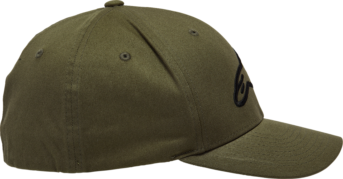 Black Ageless Curve hat by Bill's Exhausts in military style, small/medium size, with curved brim and adjustable strap.